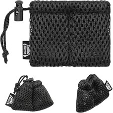 OKCSC Ohrhörer-Schutztasche mit zwei Fächern, atmungsaktives Netzgewebe, tragbar, mit Kordelzug, Organizer, 2 Stück, Schwarz