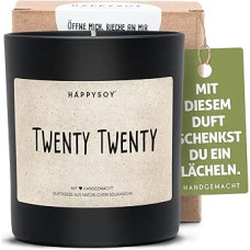 HAPPYSOY Soy Scented Candle in Glass with Saying 100% Natural Handmade - Sustainable Personal Gift New Year's Eve Party Decoration - Best Friend Friend Parents Mum Dad Grandma Grandpa Happy New Year