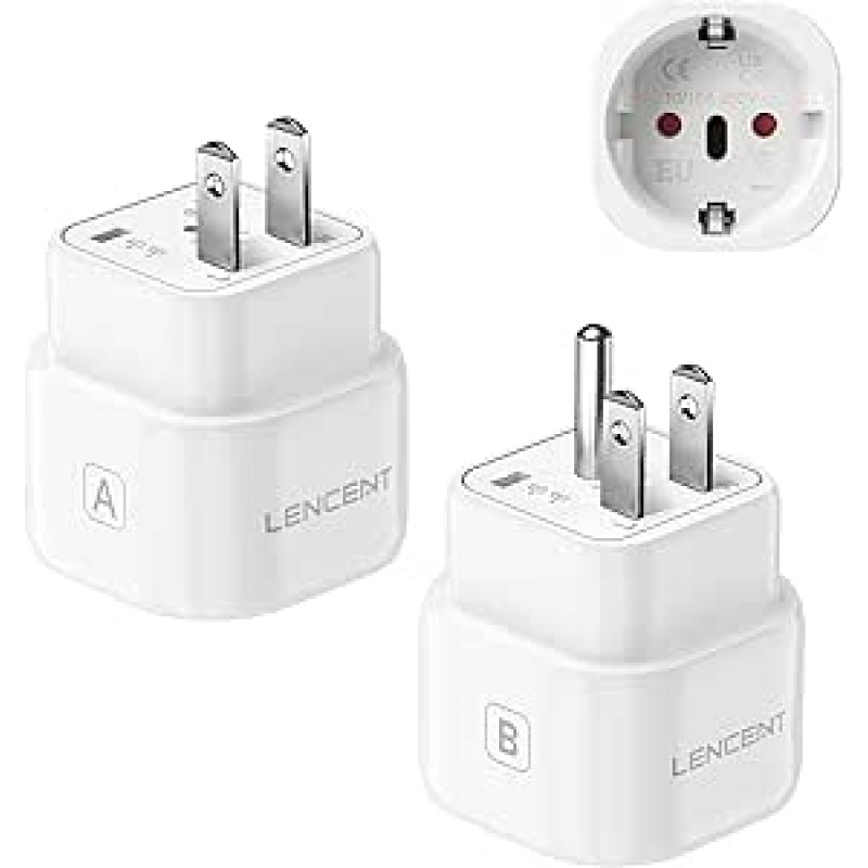 LENCENT A ir B tipo kombinuotas kelioninis adapteris JAV, Kanadai, Meksikai, Tailandui, Vietnamui, Dominikos Respublikai, Kosta Rikai, Kolumbijai, kelioninis kištukinio lizdo kištuko adapteris