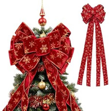 Kalėdinio vainiko lankas 110 x 28 cm, Kalėdų eglutės viršūnė, Kalėdų vainiko lankas, tinka Kalėdų eglutėms, kalėdiniams vainikams, namams, šventėms puošti (raudona)