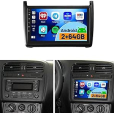 2+64G Android Car Radio for VW Polo 6R 6C 9N 2008-2016 with Wireless Carplay & Android Car, 9 Inch IPS Touchscreen Radio with Bluetooth/GPS/Reversing Camera/FM/WiFi/SWC/26UI