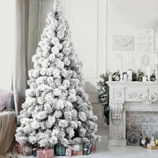 BAKAJI Alpes Kalėdų eglutė Super Full 198 šakų Pušis Žalia Sniegas Pagrindas Geležinis kryžius Labai aukštos kokybės šakos su sniegu Atidarymas Lengva surinkti Labai stipri Kalėdų dekoracija 150 cm