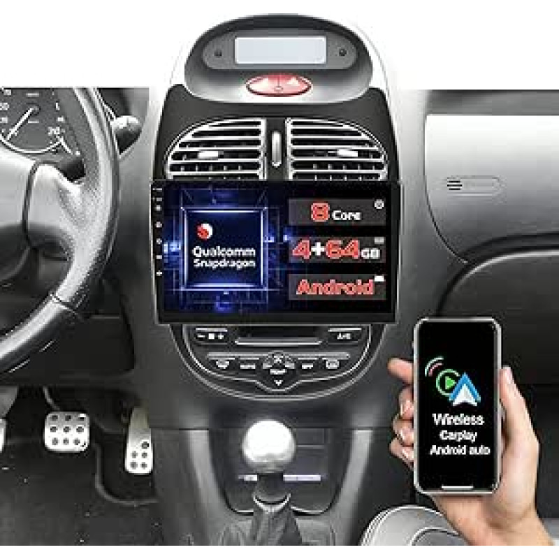 Qualcomm 8 Core 4 + 64 GB Android 15 automobilinis radijas Peugeot 206 206CC Cirteon C2 2001-2016 Belaidis Carplay Android automobilis, 9 colių jutiklinis ekranas 3D automobilio modelis / aušinimo ventiliatorius / GPS / BT / WiFi / apvertimo kamera / DSF 