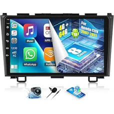 OiLiehu 4+64G 8 Core Android 13 Double DIN Radio CarPlay Android Car for Honda CRV 2007-2011 Car Radio with Screen 9 Inch with Mirror Link Bluetooth GPS FM RDS WiFi SWC DSP/EQ + Reversing Camera