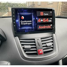 Qualcomm 8 Core 4 + 64 GB Android 15 Car Radio for Peugeot 207 2005-2015 Wireless Carplay Android Car, 9 Inch Touchscreen Radio 3D Car Model/Cooling Fan/GPS/BT/WiFi/Reversing Camera/DSP/FM/RDS/SWC/Mic