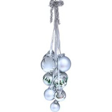 Dekohelden24 Lauschaer Kalėdų eglutės dekoracijos - 10 Lauscha Kalėdų eglutės puošmenų rinkinys, stiklo puošmenos, pakabos langams, medžio puošmenos langams, sidabrinės spalvos puošmenos langams, iš Lauscha, nuo 5