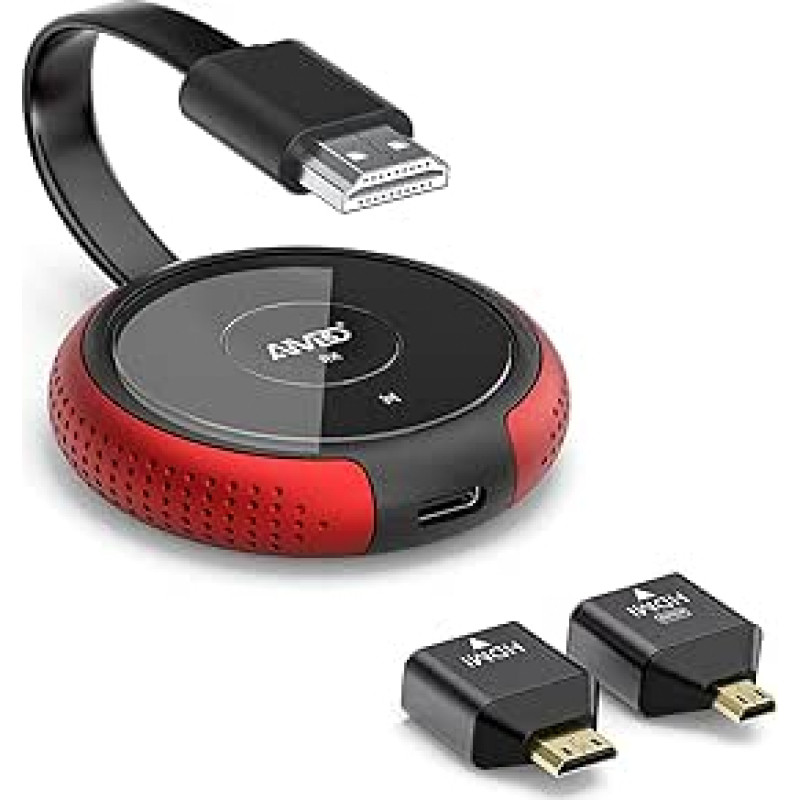 AIMIBO belaidis HDMI siųstuvas, 5G/2.4G belaidis HDMI siųstuvas, raudonos spalvos, 164 pėdų/50 metrų atstumas, 