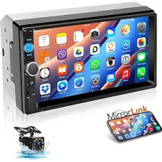 Car Radio Bluetooth 2 DIN with Screen 7 Inch Touch Screen, Double DIN Radio with Bluetooth Video Output Function, USB Quick Charge Reversing Camera FM