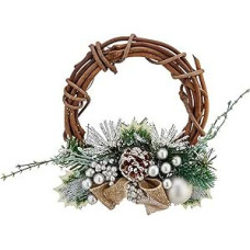 Krist+ Weihnachtskranz, 20,3 cm, 22 x 8 x 22 cm, silberfarben, Holz, Grün, Kunststoff