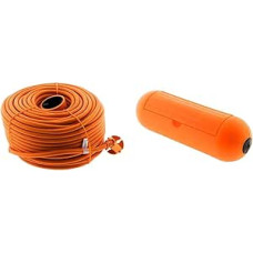 Zenitech Extension Cable, 16 A, HO5VV-F, 2 x 1.5 mm², Orange, 50 m. & Protection Orange Pour Prolongateur Jardin IP54