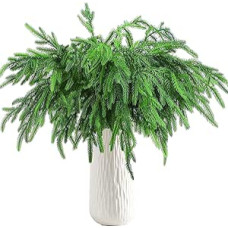 Artificial Norfolk Fir Branches for Christmas, 16 Pieces 45 cm Christmas Green Plants, Artificial Cedar Fir Branches for Vases (8)