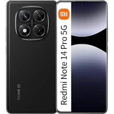 XIAOMI Redmi Note 14 Pro 5G išmanusis telefonas 12+512GB 200MP Pro-Grade AI kameros sistema MediaTek Dimensity 7300-Ultra 1.5K 120Hz 120Hz Eye-Care ekranas 5110mAh baterija su 45W turbininiu įkrovimu (juoda)