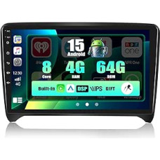 SIXWIN [8-Core] 4+64G Android 13 Carplay Android Car Radio for Audi TT MK2 8J MK2 (2006-2012), 9 Inch Touchscreen with DSP GPS WiFi BT USB FM RDS Radio Mirror Link + 32 Band EQ