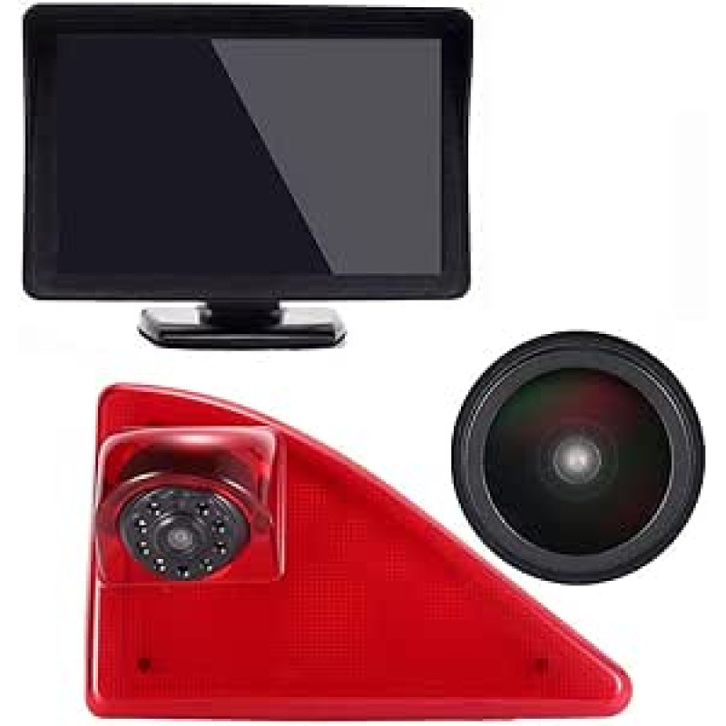 4,3 colių LCD monitorius + 3-ioji stabdžių žibintų kamera Stabdžių žibintų atbulinės eigos kamera 720P Parkavimo pagalba Vandeniui atspari 170 laipsnių parkavimo kameros atbulinės eigos sistema, skirta 