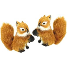 Mini gyvūnų rinkinys dirbtinio kailio realistinių gyvūnų figūrų statulėlės ornamentai mielas kailio pliušinis žaislas voverė