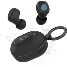 KSIX Neutron Wireless Headphones, True Wireless Stereo, Multifunctional Button, Calls, Voice Assistant, Charging Box with Carabiner, Autonomy 4 Hours + 16 Hours, USB-C, IPX4 Waterproof, Black