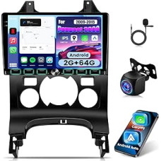 2G+64G Autoradio für Peugeot 3008 2009-2015, 9-Zoll-Android-Touchscreen, Equalizer, CarPlay, Android Auto, Fernbedienung, Bluetooth 5.0 und WLAN