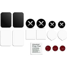 Xeratti 16 Pieces Phone Accessories Kit with Metal Plate, Premium Ultra Thin Metal Plates for Magnetic Phone Holders, Car Phone Mounts (Black X)