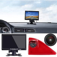 7 Inch LCD Monitor + 3rd Brake Light Camera Brake Light Reversing Camera 720P Parking Aid Waterproof 170 Degree Parking Camera Reversing System Replacement for Opel/Vauxhall Movano/Renault Master