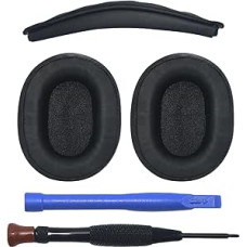 Adhiper Ohrpolster + Ersatz-Kopfbandteile für ATH M50/M50X/M50XWH/M50XBT/M50XBT2/M50S/LE Kopfhörer, M50X Ohrpolster und Kopfband-Reparatur-Set (schwarz)