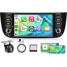 2G + 64G Rimoody Android automobilinis radijas Fiat Punto 2010-2016/Linea 2012-2015 6,2 colių jutiklinis ekranas Belaidis Carplay radijas su Android automobiline navigacija GPS WiFi Mirror Link Bluetooth FM/RDS/DVR/EQ SWC