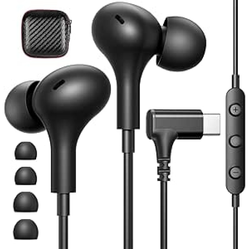 USB C tipo ausinės iPhone 17 Pro/Air/16/15 Samsung Galaxy S25+/Tab A9+/S10+ C tipo ausinės su mikrofonu HiFi stereofoninės USB C laidinės ausinės, skirtos Huawei Mate X6/40 Pro Xiaomi 15/Google Pixel 9/8