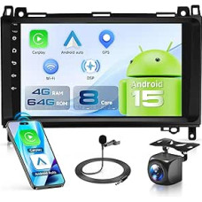 Automobilinis radijas 8 branduolių Q-Snapdrago 4G + 64G Android 15 Mercedes Benz W906 Sprinter W169 W245 W639 Vito Viano, 9 colių HD jutiklinis ekranas su Carplay Android Automobilinis GPS Wi-Fi DSP Bluetooth FM/RDS Galinis vaizdas