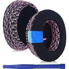 Adhiper WH-CH710N Ear Pads Compatible with WH-CH700N, WH-CH710N, WH-CH720N, ZX770BN Headphones Ear Pads with Ice Silk Cloth Ice Feel Gel and Memory Foam (Black Pink/Print)