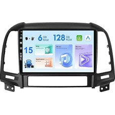 6G + 128G Android 15 automobilinis radijas Hyundai Santa Fe 2006-2012 m. Kamera + mikrofonas 9 colių IPS Palaiko Carplay/Android Car/GPS/DAB/WiFi/BT5.0/USB/MirrorLink/SWC/FM/360 kamerą