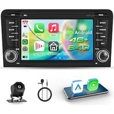 Hodozzy Carplay Car Radio for Audi A3 8P S3 RS3 Sportback 2003-2012 with GPS/WiFi, Audi Car Radio 7 Inch 2 DIN Bluetooth with Android Car / 32 EQ/FM/RDS/SWC/USB + Reversing Camera