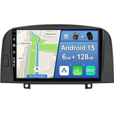 [6GB+128GB] Android 15 Autoradio für Hyundai Sonata 2004-2008-[Integriertes CarPlay/Android Auto/DSP/GPS]-9 Zoll IPS ekranas-DAB/Mirror Link/Bluetooth 5.0/360 Kamera