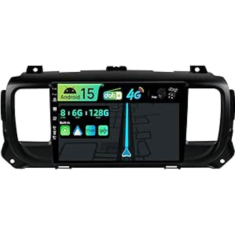 [Integruotas 4G DAB] - 6G + 128G - Automobilinis radijas Citroen Jumpy 3 / Peugeot Expert / Toyota Proace / Opel Vivaro (2016-2021) - Android 15 radijas - Carplay / Android Car QLED 9 colių 2 DIN 8 branduolių HDMI