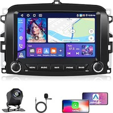 4GB + 64GB Carplay Car Radio for Fiat 500L 2013-2019 Radio, 7 Inch Screen Android Car GPS Navigation WiFi Bluetooth RDS/FM USB SWC EQ DSP Mirror Link Canbus Car Stereo + Rear Camera