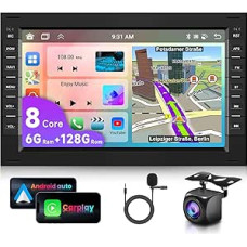 6G + 128G 8 branduolių VECHTEL 7 colių automobilinis radijas Bluetooth VW T5 Golf 4 Bora Polo MK5 Passat B5 Jetta Peugeot 307 Carplay Android automobilis, DSP, Wifi GPS navigacija HIFI/RDS/FM, Android 15 Radijas 2 DIN su