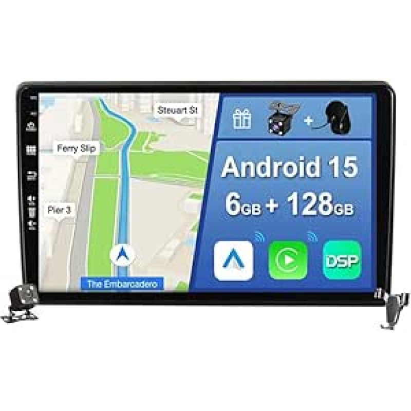 [6GB + 128GB] Android 15 automobilinis radijas Hyundai I40 2011-2017-[Integruotas CarPlay/Android Car/DSP/GPS]-9 colių IPS ekranas DAB/Mirror Link/Bluetooth 5.0/360 kamera