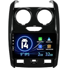 Car Radio for Renault Duster 2015-2020 Android 14 with Camera Carplay Android Car 9 Inch IPS 2G + 32G Support DAB/WiFi/BT5.0/USB/MirrorLink/SWC/FM/RDS Double DIN