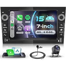 4G+64G Autoradio Android 15 Schwarz für Opel Corsa C/D Zafira B Astra H Meriva Vivaro Signum Combo, 7'' IPS Touchscreen mit Carplay Android Auto GPS Wi-Fi USB/Typ-C Bluetooth FM RDS Kamera