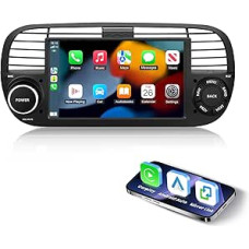 ESSGOO 4+64G Wireless Car Radio Android 14 with Carplay and Android Car for Fiat 500 2007-2015 with 7 Inch HD Touchscreen Bluetooth FM GPS Sat Nav RDS WiFi USB Black