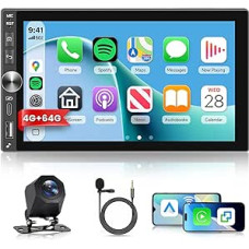 Hodozzy 4G+64G Android Autoradio Doppel Din mit Wireless Carplay Android Auto, Radio Multimedia 7-Zoll-Touchscreen 2 DIN Autoradio mit GPS-Navi Bluetooth DSP, WLAN, FM-RDS, Typ C/USB, Rückfahrkamera