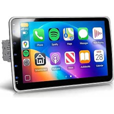10 Inch Car Radio 2 DIN with Wireless Carplay Android Car, EQ, FM Radio with Rotating Touch Screen, WiFi GPS, 2 USB/Type-C, Bluetooth Car Radio with Reversing Camera/Steering Wheel Control