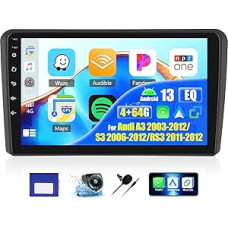 OiLiehu 4G + 64G Android 13 automobilinis radijas Audi A3 2003-2012/S3 2006-2012/RS3 2011-2012 Belaidis CarPlay Android automobilinis 9 colių automobilinis radijas su ekranu su Bluetooth GPS FM RDS WiFi SWC EQ atbulinės eigos kamera