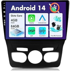 SXAUTO Android 13 IPS automobilinis radijas Citroen C4 C4L DS4 (2013-2017) - Integruotas Carplay/Android Car/DSP - LED kamera + MIC - 4G + 64G - DAB 360-CAM vairo valdymas Fast Boot WiFi AHD - 2 DIN 10.1