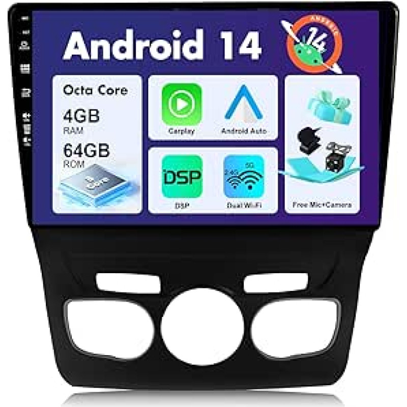 SXAUTO Android 13 IPS automobilinis radijas Citroen C4 C4L DS4 (2013-2017) - Integruotas Carplay/Android Car/DSP - LED kamera + MIC - 4G + 64G - DAB 360-CAM vairo valdymas Fast Boot WiFi AHD - 2 DIN 10.1