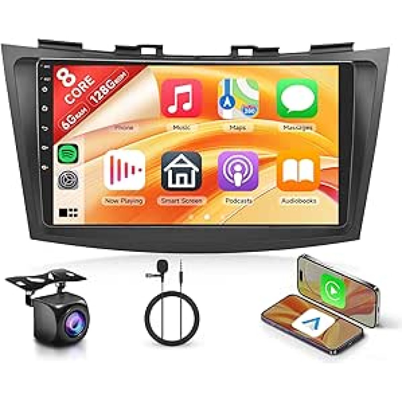 8 branduolių 6+128G Android automobilinis radijas Suzuki Swift 2011-2017 m. Suzuki Ertiga 2012-2017 m. Belaidis Carplay 9 colių su Android Car Mirror Link Bluetooth FM/RDS/EQ/DSP WiFi GPS vairo valdymas