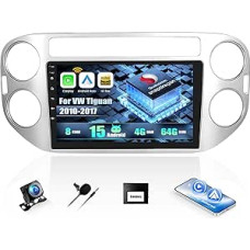 CAMECHO Android 15 Qualcomm Octa Core 4G + 64G automobilinis radijas VW Tiguan (2010-2017) su Carplay Android automobilinė navigacija Dual WiFi 9 colių IPS ekranas su navigacija Bluetooth 5.1 FM/RDS + galinis vaizdas