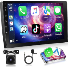 Motorsi 2-DIN Car Radio iOS CarPlay Android Car Radio, 4 + 64G Double DIN 9 Inch 1280P IPS Touchscreen Stereo Radio with 32EQ DSP GPS Navigation WiFi Android Car & Reversing Camera, Microphone