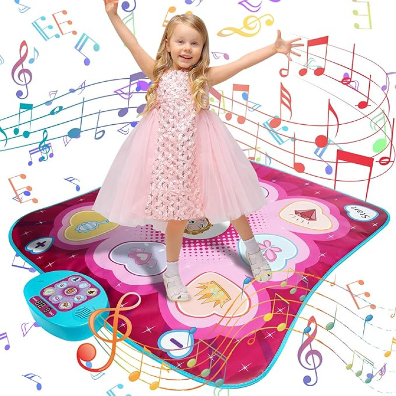Tanzmatte Kinder Spielzeug Geschenke für Mädchen Jungen Alter 3 4 5 5 6 7 8 Jahre Musikmatte Herausforderung Modi LED Integrierter Musik Weihnachten Geburtstag Kinderspielzeug