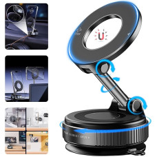 Foluu Upgraded Magnetic Phone Holder, 360° Rotatable Adjustable and Foldable Vacuum Adsorption Car Phone Holder, Low Noise for iPhone & Android for Car/Gym/Mirror/Smooth