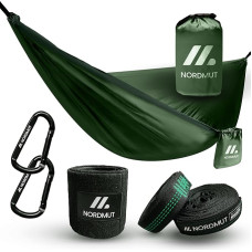 NORDMUT® Ultralight Outdoor Hammock [su tvirtinimo rinkiniu] Camping Hammock Including Tree Protection Set for Camping, Outdoor and Garden - Max. 300 kg apkrova