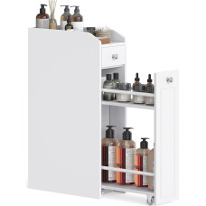 VASAGLE Maža vonios kambario spintelė, siaura vonios kambario spintelė, maža tualetinio popieriaus spintelė, tualeto spintelė su stalčiais, stovinti spintelė, skirta mažoms erdvėms, balta BBC847P31